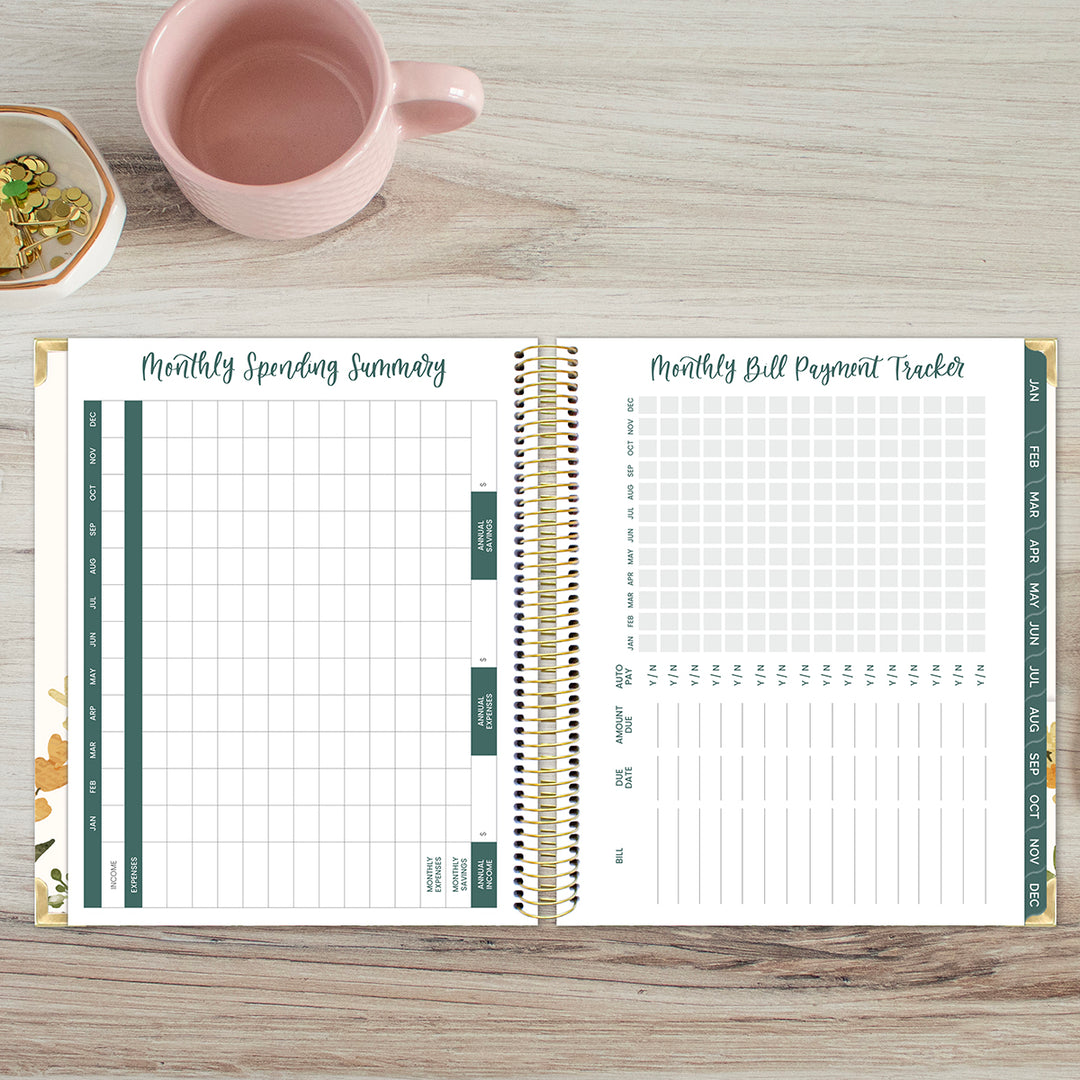 2026 Vision Planner, 7.5" x 9", Beige Bouquet