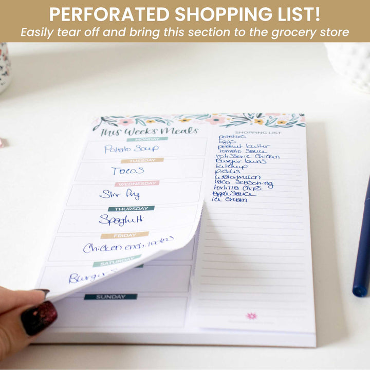 Planning Pad, 6" x 9", Meal Planning Pad with Magnets, Garden Blooms