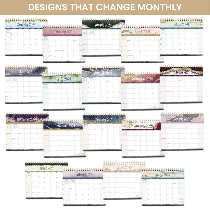 2024-2025 18 Month Standing Flip Desk Calendar, 8" x 10", Watercolor