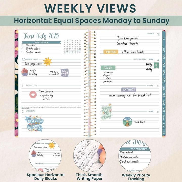 2025-26 Soft Cover Planner, 5.5" x 8.25", Blooming Wildly