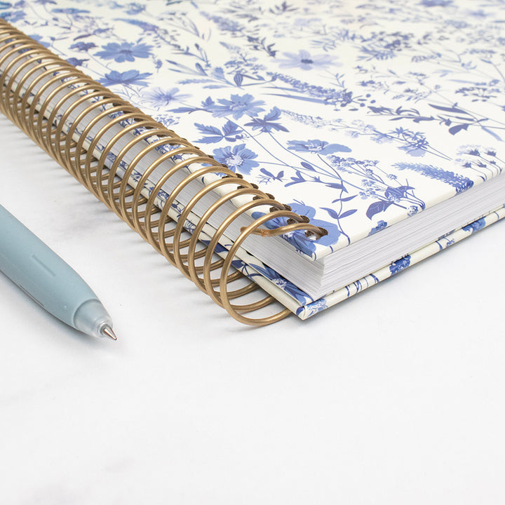 2026 Hard Cover Planner, 8.5" x 11", Blue & White Floral
