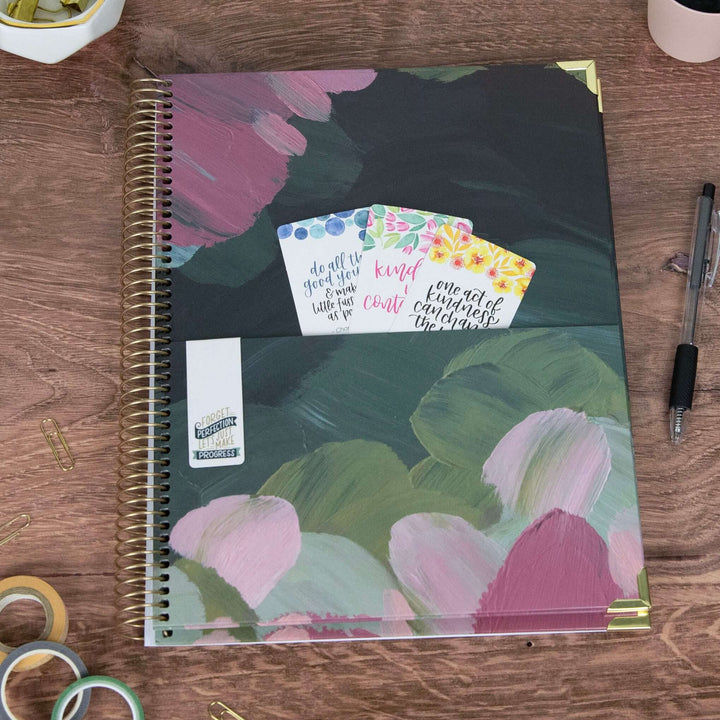 2025-26 Hard Cover Planner, 8.5" x 11", Emerald Paint Strokes