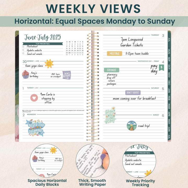 2025-26 Soft Cover Planner, 5.5" x 8.25", Emerald Paint Strokes