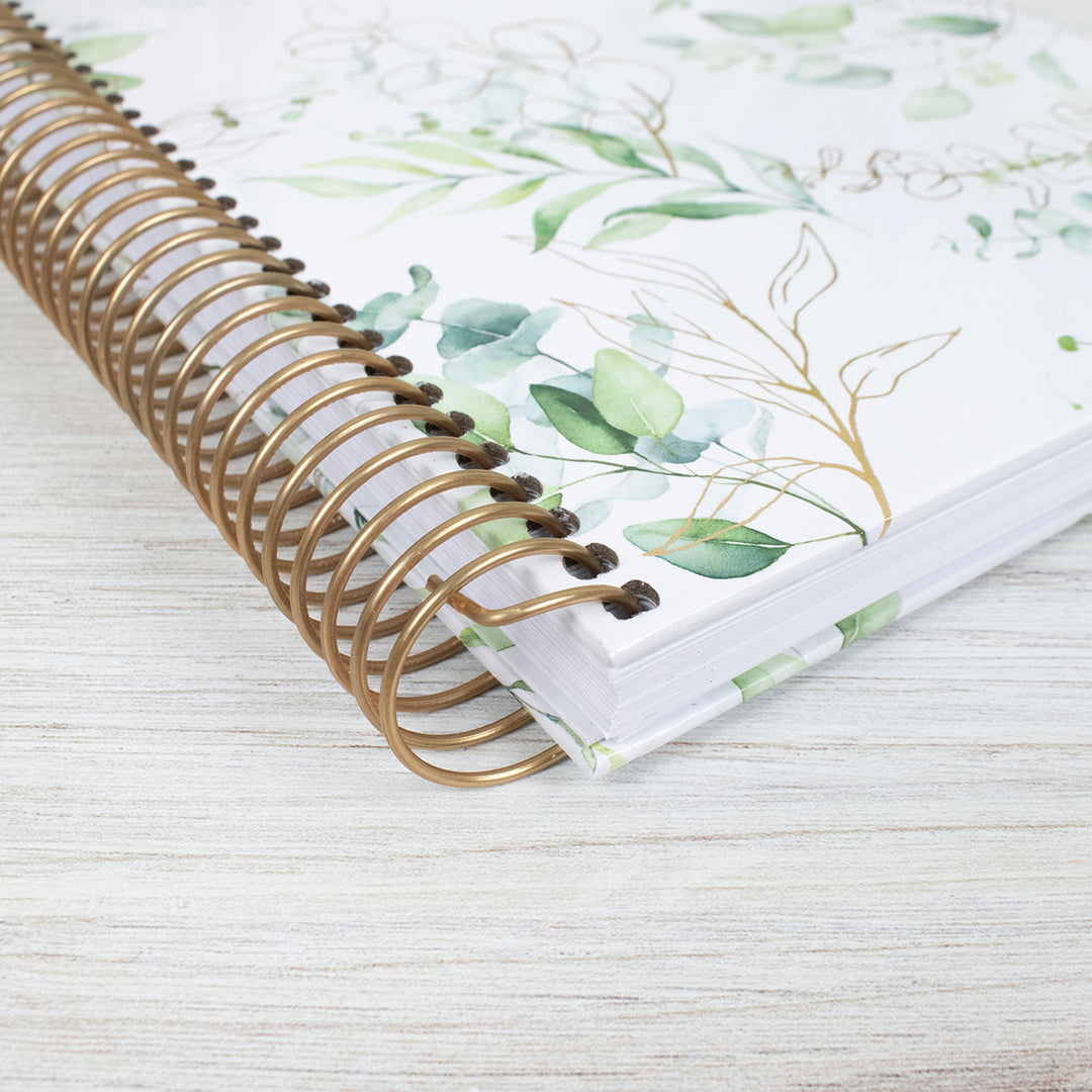 2026 Hard Cover Planner, 5.5" x 8.25", Eucalyptus, White