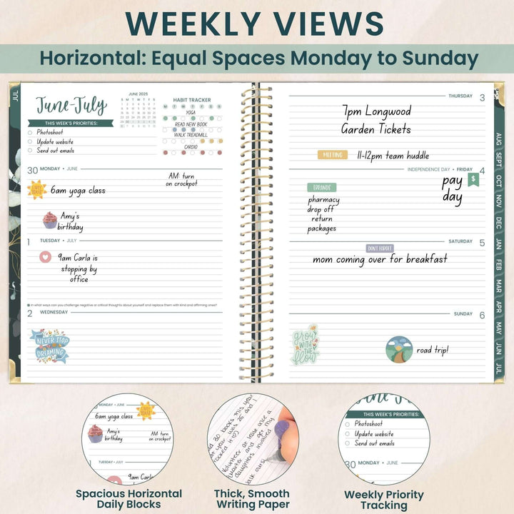 2025-26 Hard Cover Planner, 8.5" x 11", Eucalyptus, Green