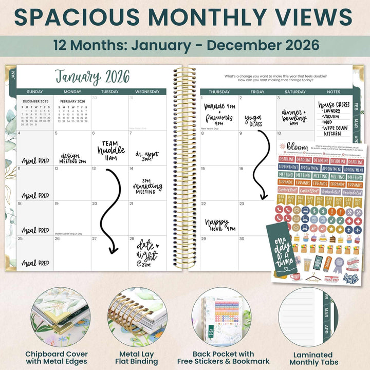 2026 Vision Planner, 7.5" x 9", Eucalyptus, White