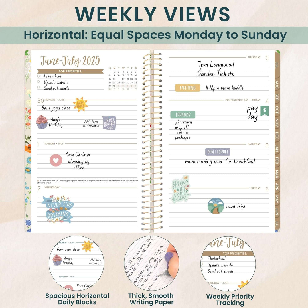 2025-26 Soft Cover Planner, 5.5" x 8.25", Garden Party, Beige