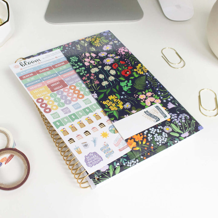 2025-26 Soft Cover Planner, 5.5" x 8.25", Garden Party, Navy