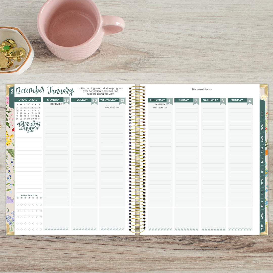 2026 Vision Planner, 7.5" x 9", Garden Party, Beige