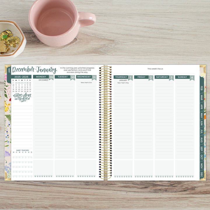2026 Vision Planner, 7.5" x 9", Garden Party, Beige