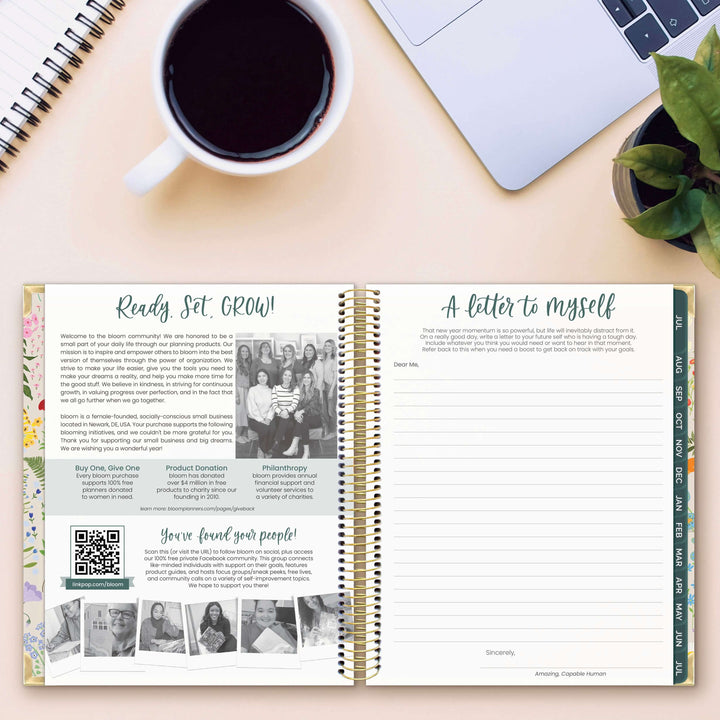 2025-26 Vision Planner, 7.5" x 9", Garden Party, Beige