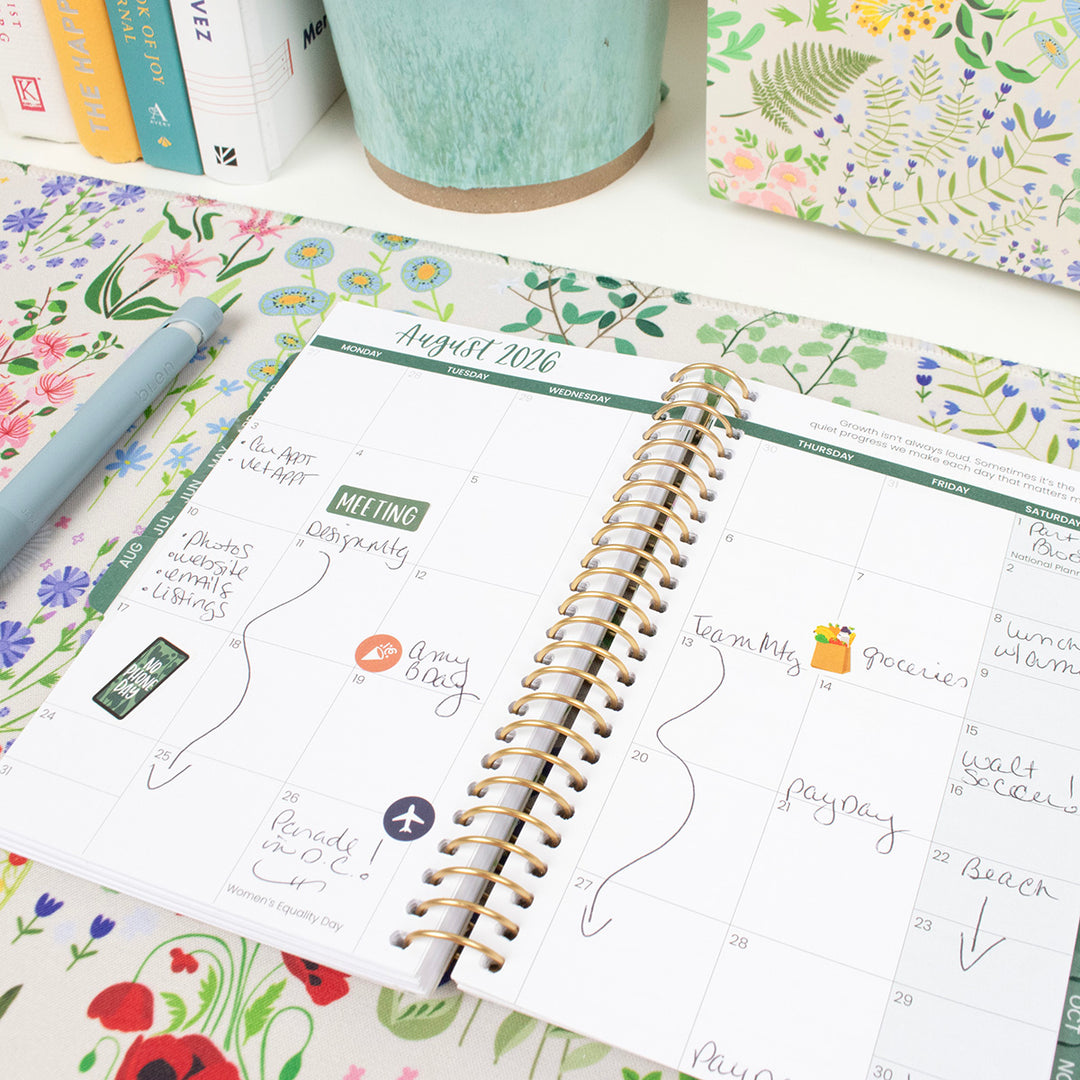 2026 Soft Cover Planner, 4" x 6", Garden Party, Beige