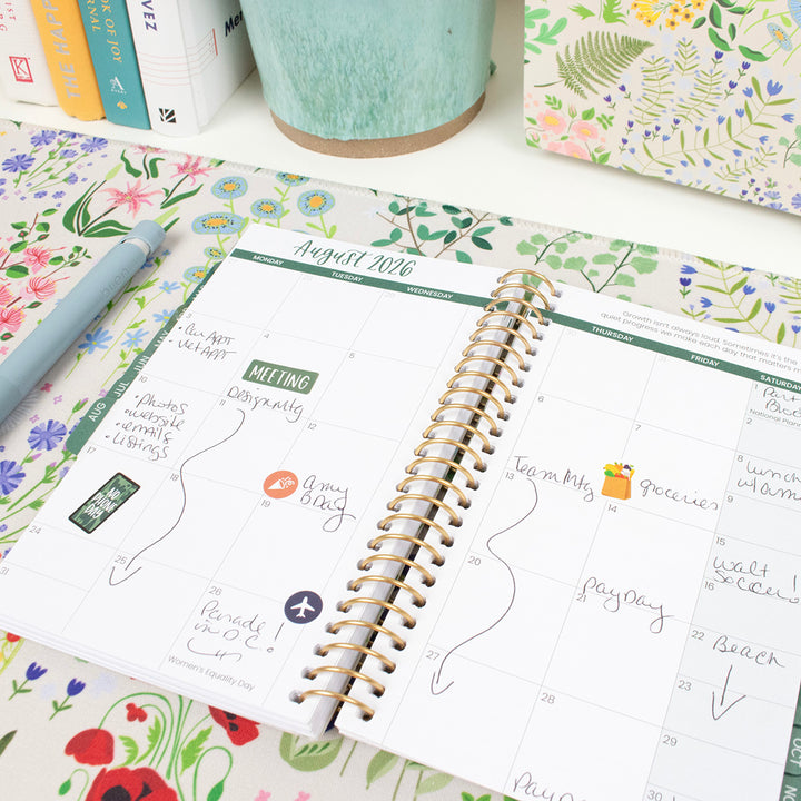 2026 Soft Cover Planner, 4" x 6", Garden Party, Beige