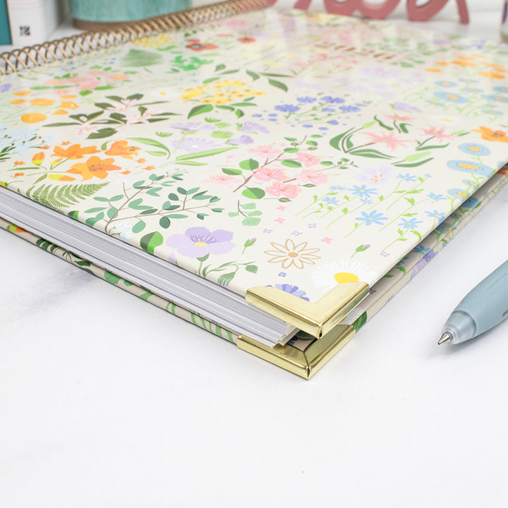 2026 Hard Cover Planner, 8.5" x 11", Garden Party, Beige