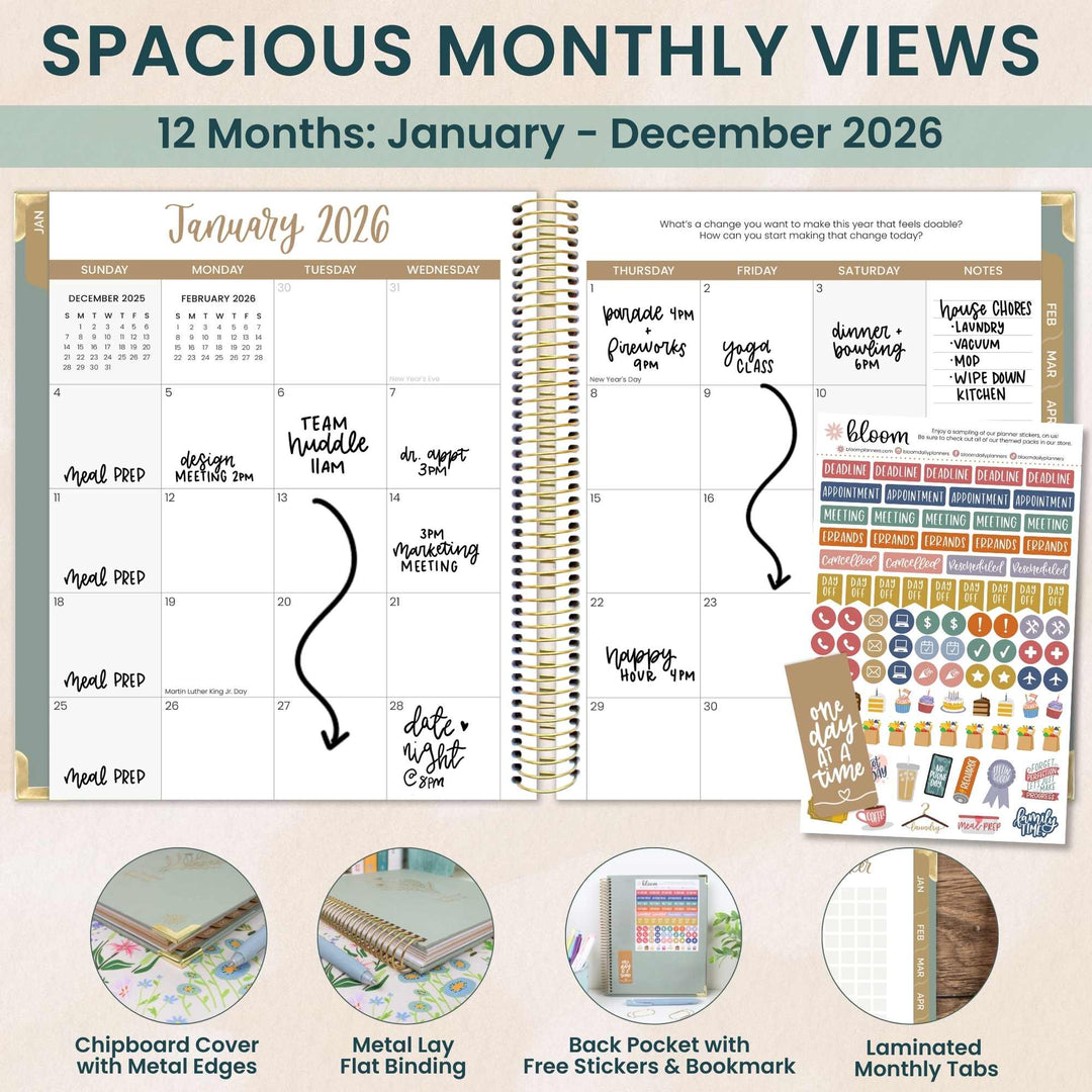 2026 Vision Planner, 7.5" x 9", Green Linen