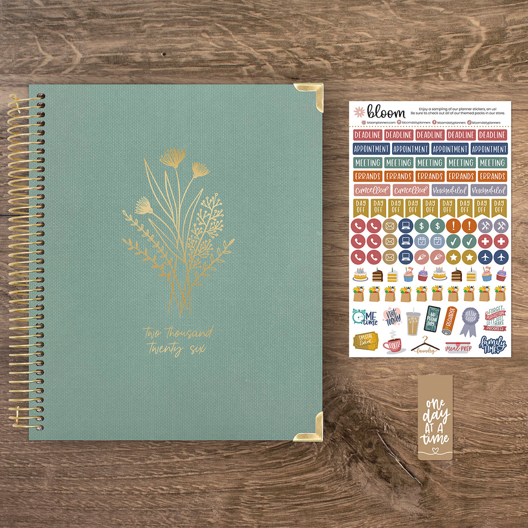2026 Vision Planner, 7.5" x 9", Green Linen
