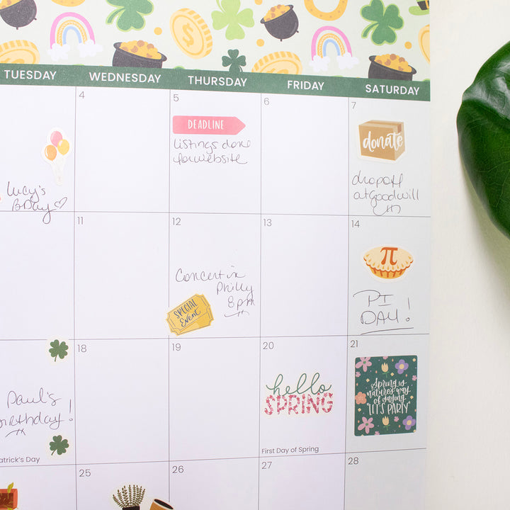 2026 Hanging Calendar, 11" x 17", Holiday Icons