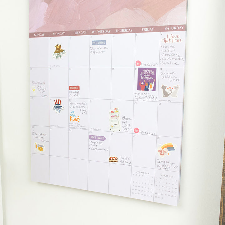 2026 Hanging Calendar, 11" x 17", Paint Strokes