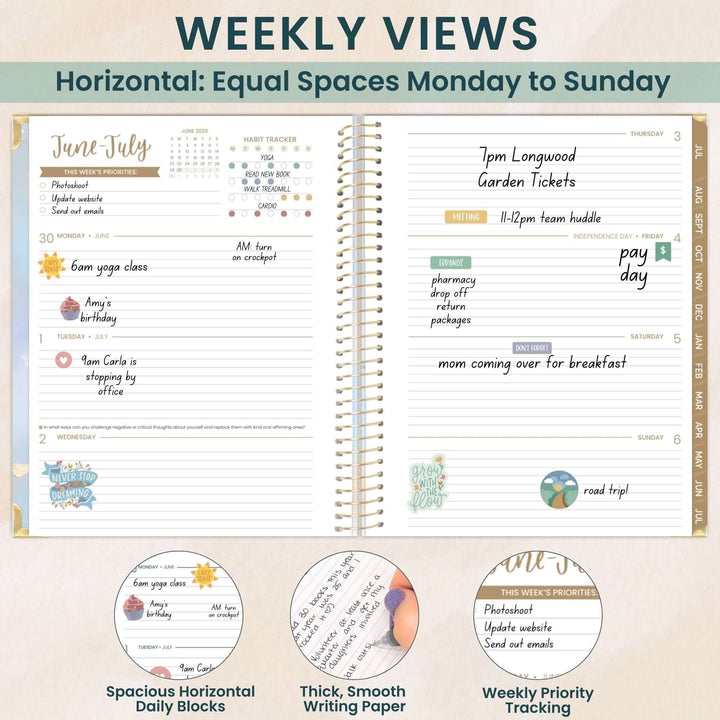 2025-26 Hard Cover Planner, 8.5" x 11", Iridescent Opal