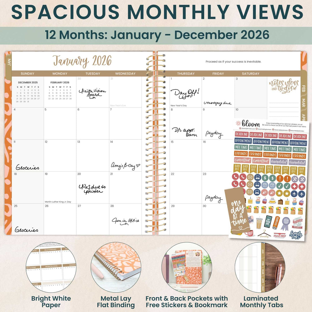 2026 Soft Cover Planner, 8.5" x 11", Moments of Grace