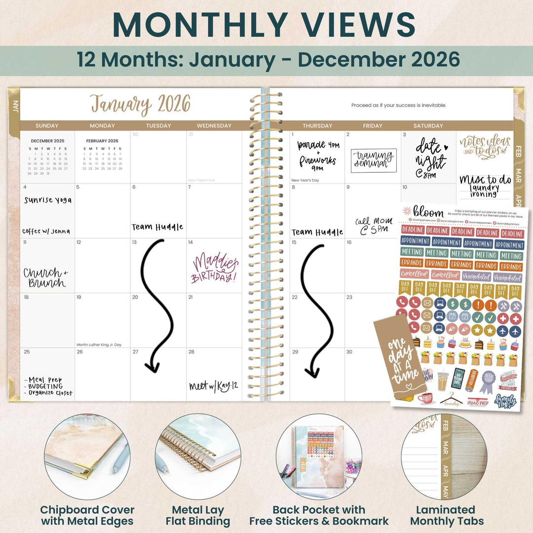 2026 Hard Cover Planner, 8.5" x 11", Ocean Oasis