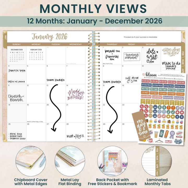 2026 Hard Cover Planner, 8.5" x 11", Ocean Oasis