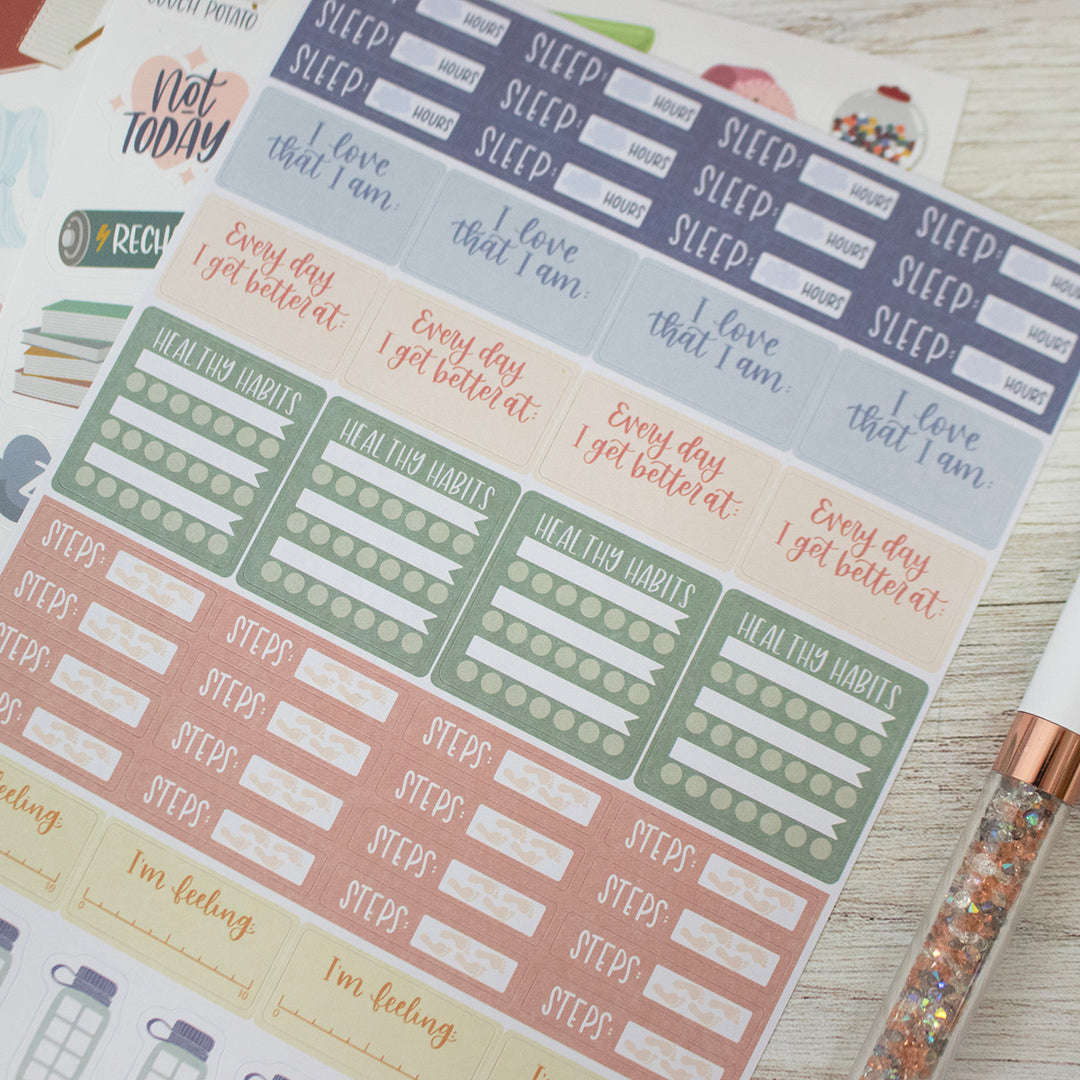 Planner Stickers, Rest is Self-Care Pack