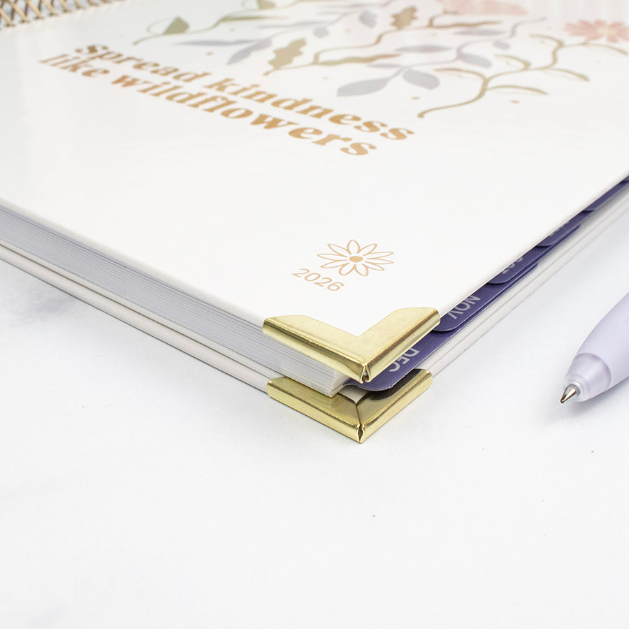 2026 Hard Cover Planner, 8.5" x 11", Spread Kindness Like Wildflowers
