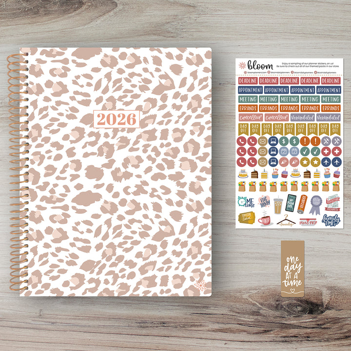 2026 Soft Cover Planner, 8.5" x 11", Tan Leopard