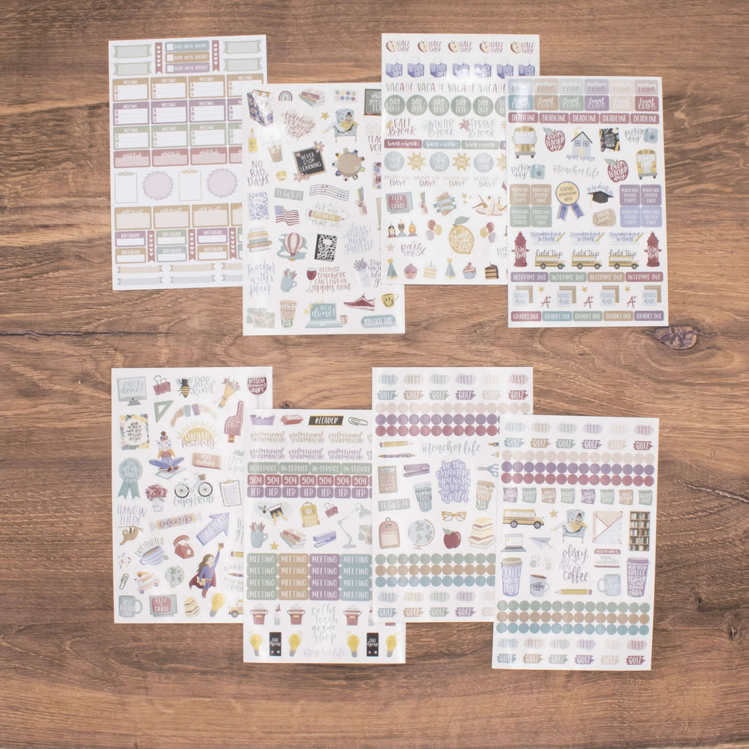 Planner Stickers, Teacher Pack, Cool Tones
