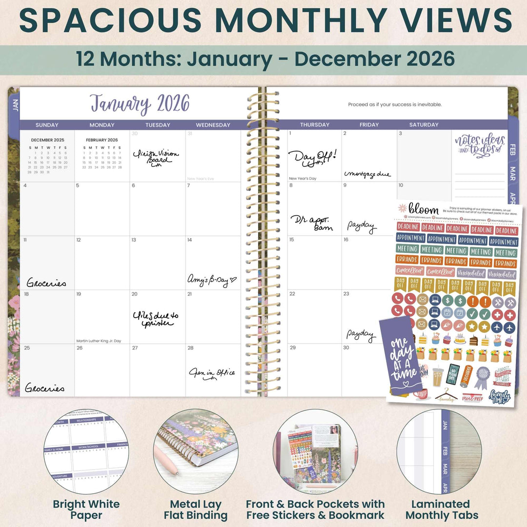 2026 Soft Cover Planner, 8.5" x 11", Wildflower Mountainside