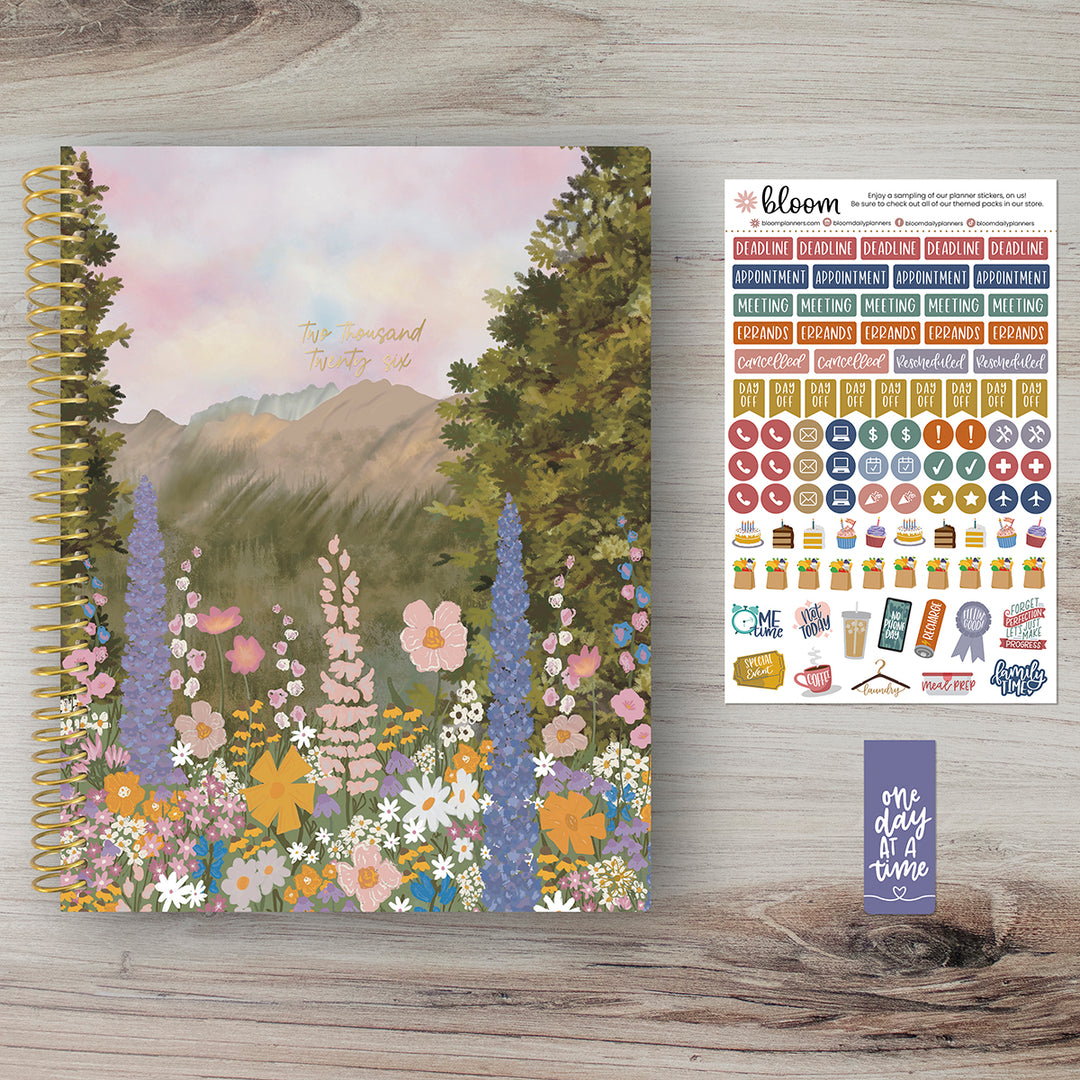 2026 Soft Cover Planner, 8.5" x 11", Wildflower Mountainside