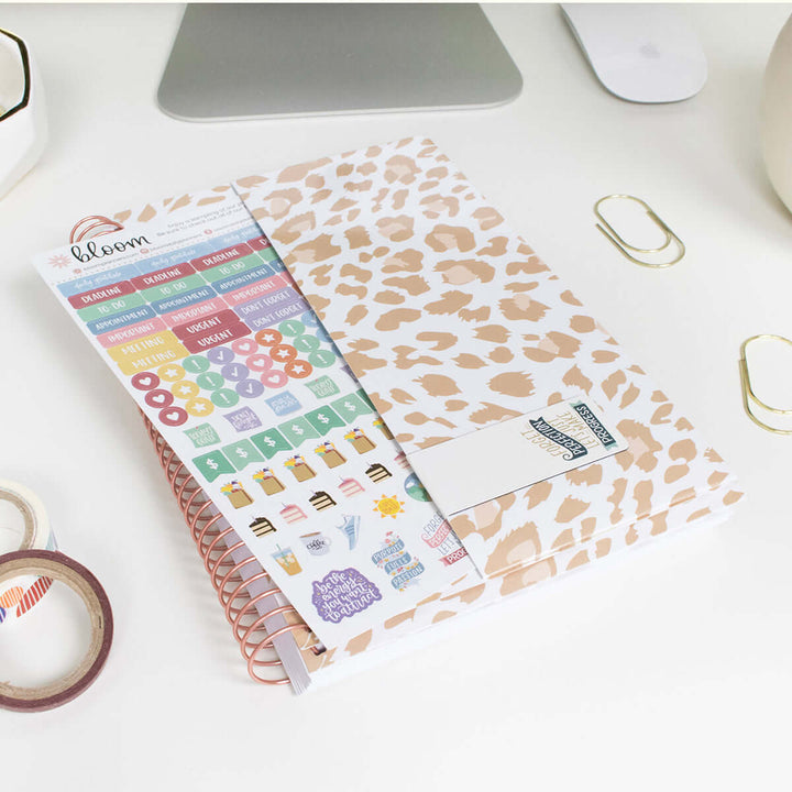 2025-26 Soft Cover Planner, 5.5" x 8.25", Tan Leopard