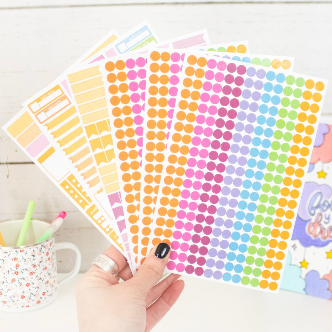 Planner Stickers, Color Coding Pack, Bright