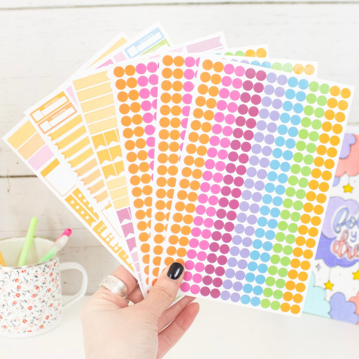 Planner Stickers, Color Coding Pack, Bright