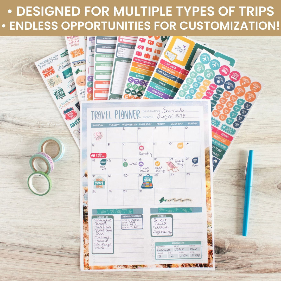 Planner Stickers, Travel Pack