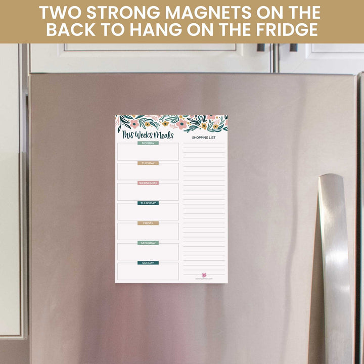 Planning Pad, 6" x 9", Meal Planning Pad with Magnets, Garden Blooms