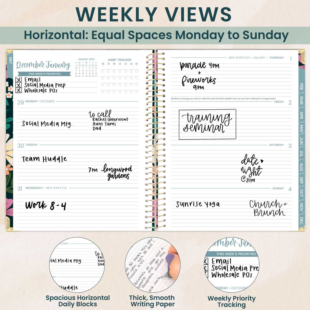2026 Hard Cover Planner, 8.5" x 11", Blooming Wildly