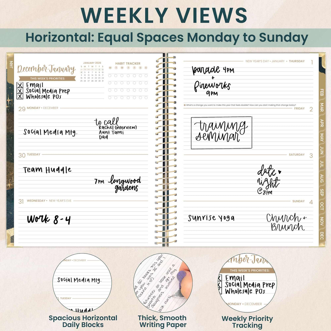 2026 Hard Cover Planner, 8.5" x 11", Celestial Skies