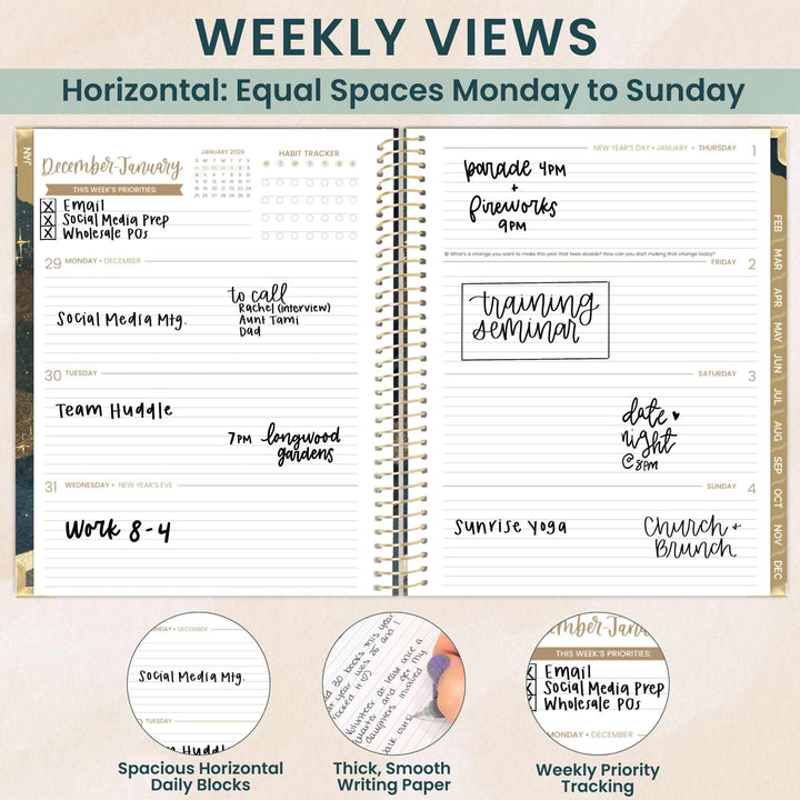 2026 Hard Cover Planner, 8.5" x 11", Celestial Skies