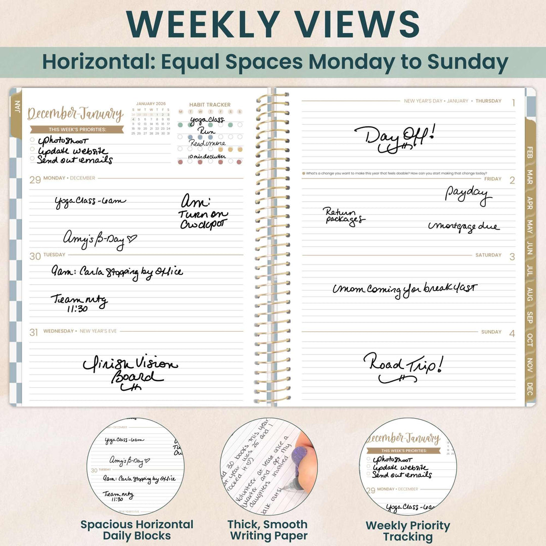 2026 Soft Cover Planner, 8.5" x 11", Checkered