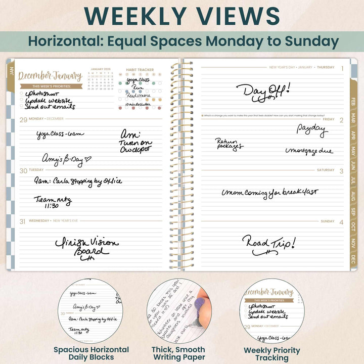 2026 Soft Cover Planner, 8.5" x 11", Checkered