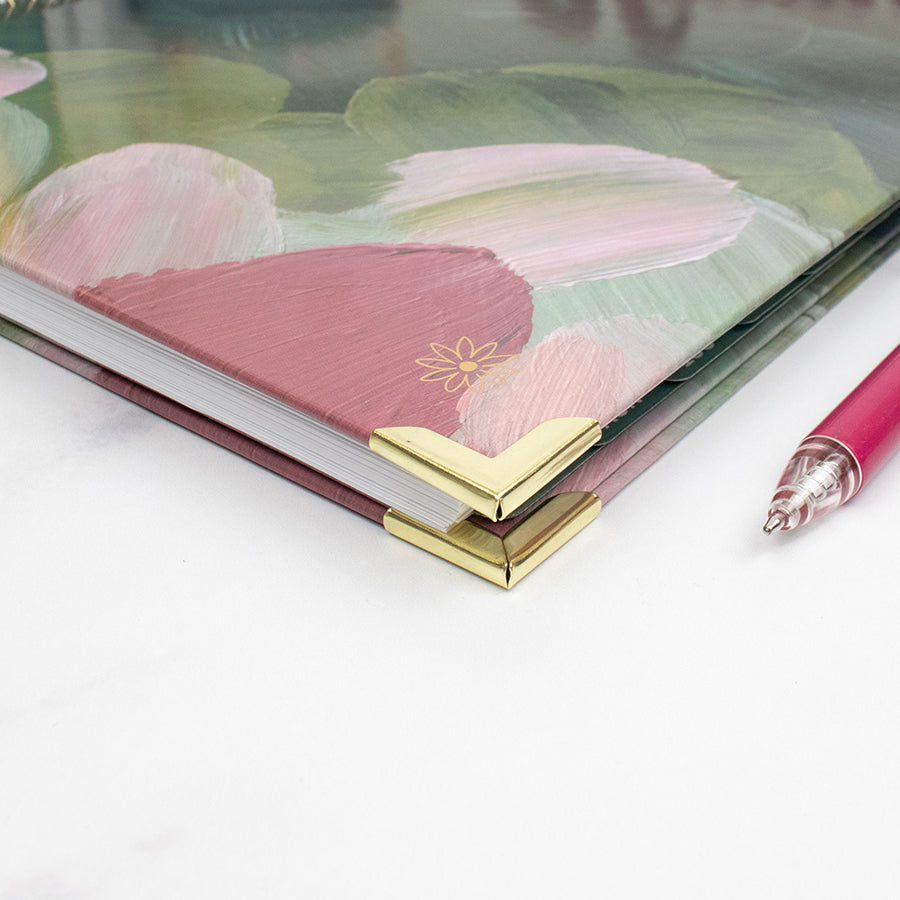 2026 Hard Cover Planner, 8.5" x 11", Emerald Paint Strokes