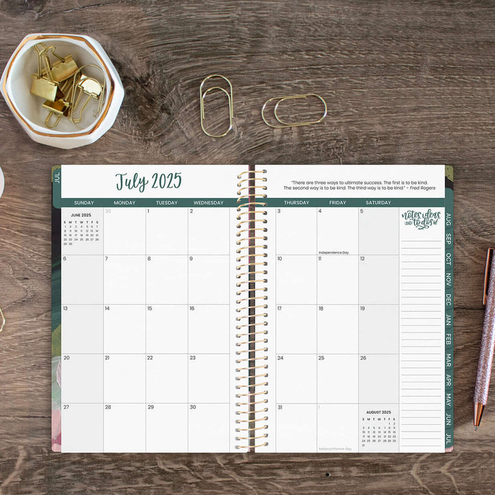 2025-26 Soft Cover Planner, 5.5" x 8.25", Emerald Paint Strokes