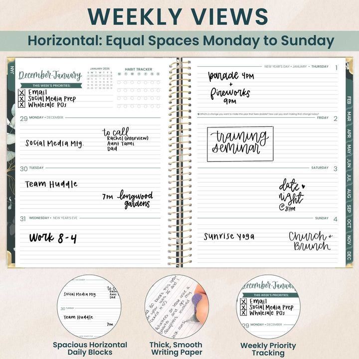 2026 Hard Cover Planner, 8.5" x 11", Eucalyptus, Green
