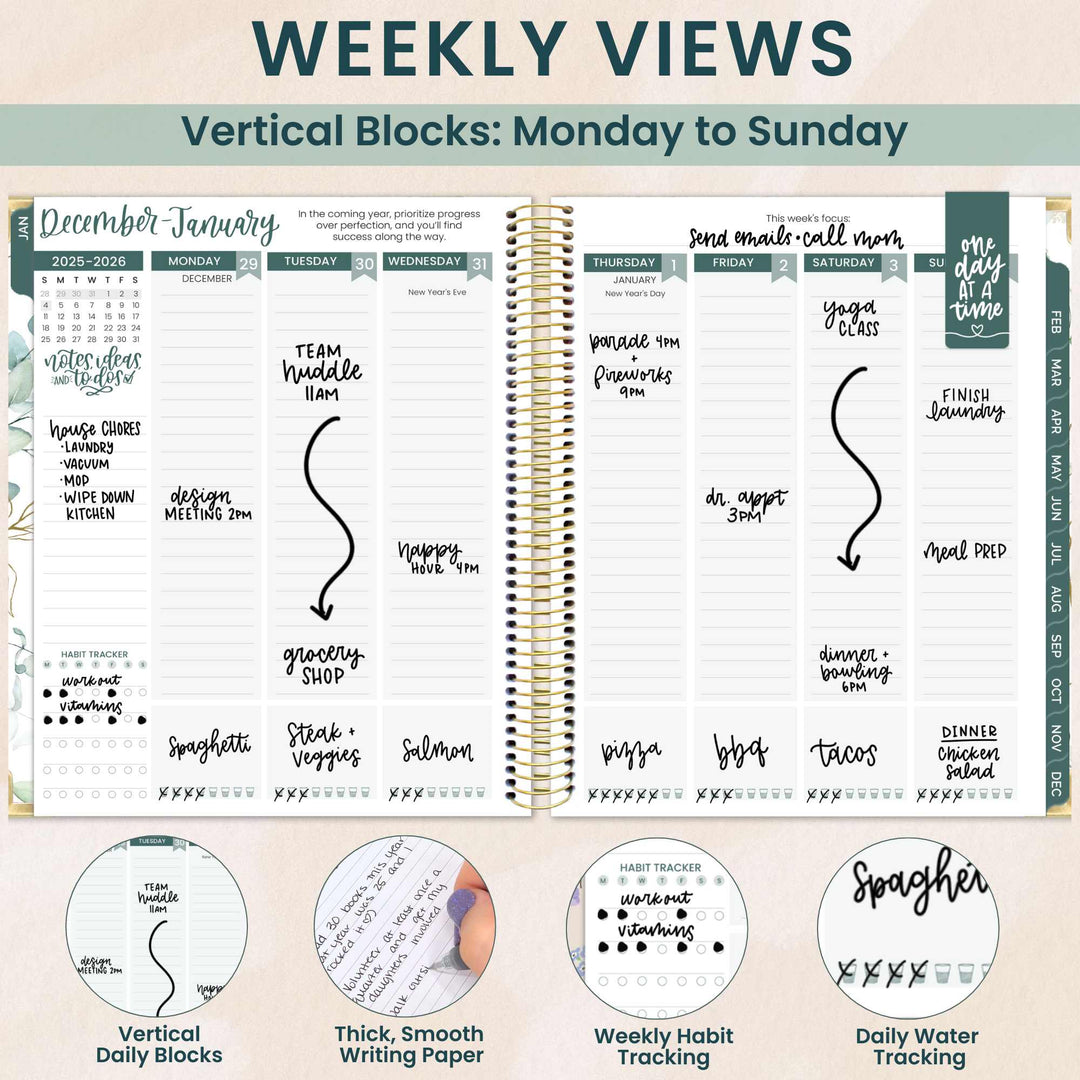 2026 Vision Planner, 7.5" x 9", Eucalyptus, White