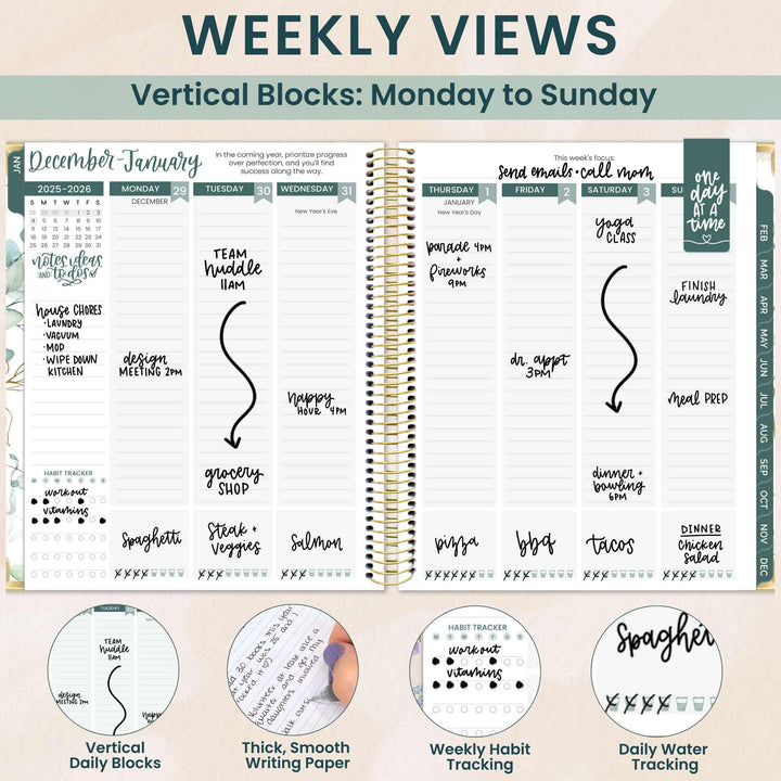 2026 Vision Planner, 7.5" x 9", Eucalyptus, White