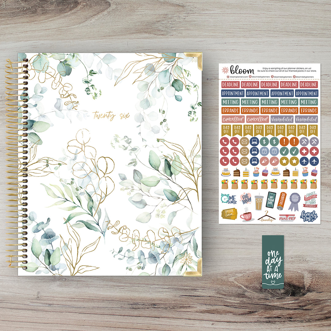 2026 Vision Planner, 7.5" x 9", Eucalyptus, White