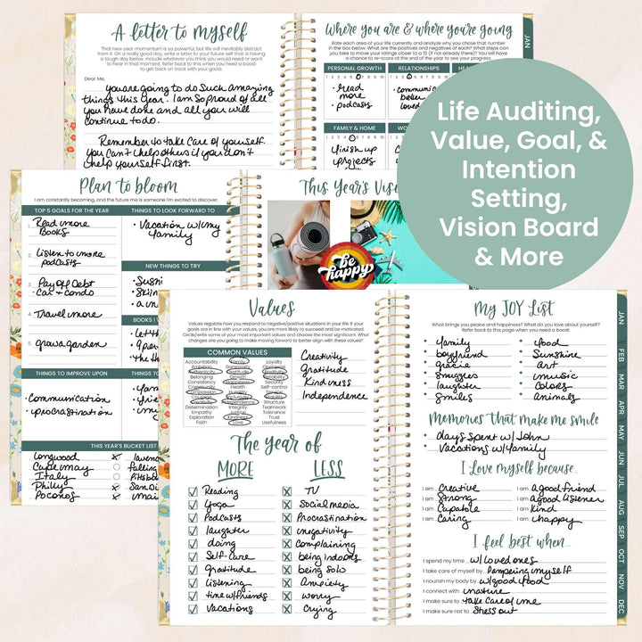 2026 Hard Cover Planner, 5.5" x 8.25", Garden Party, Beige