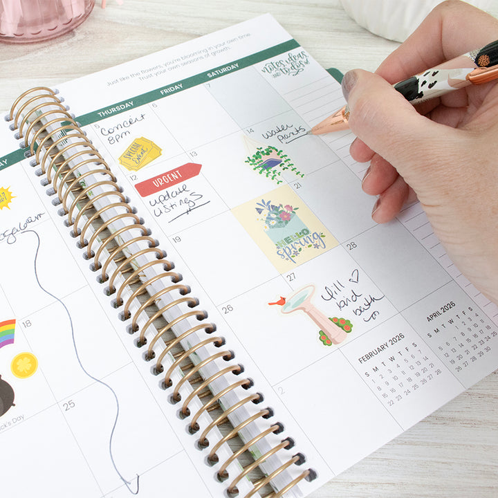 2026 Hard Cover Planner, 5.5" x 8.25", Garden Party, Beige